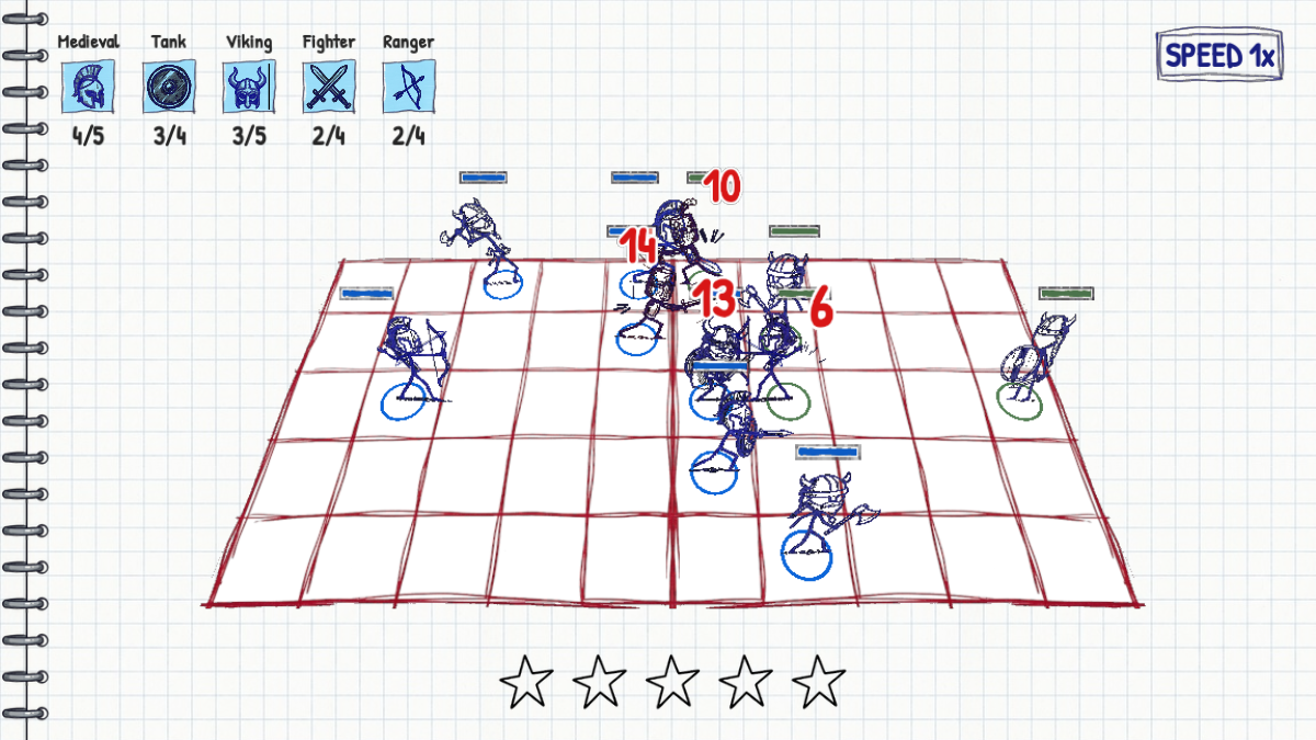 Battle: your doodles fighting another player's saved team